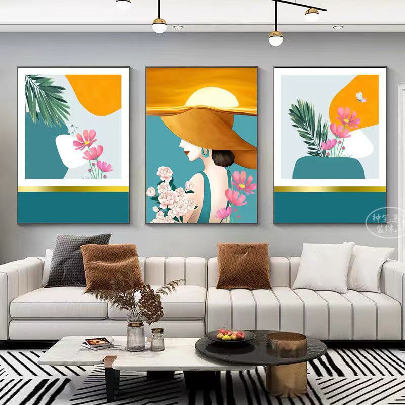 노란 모자 일몰 소녀