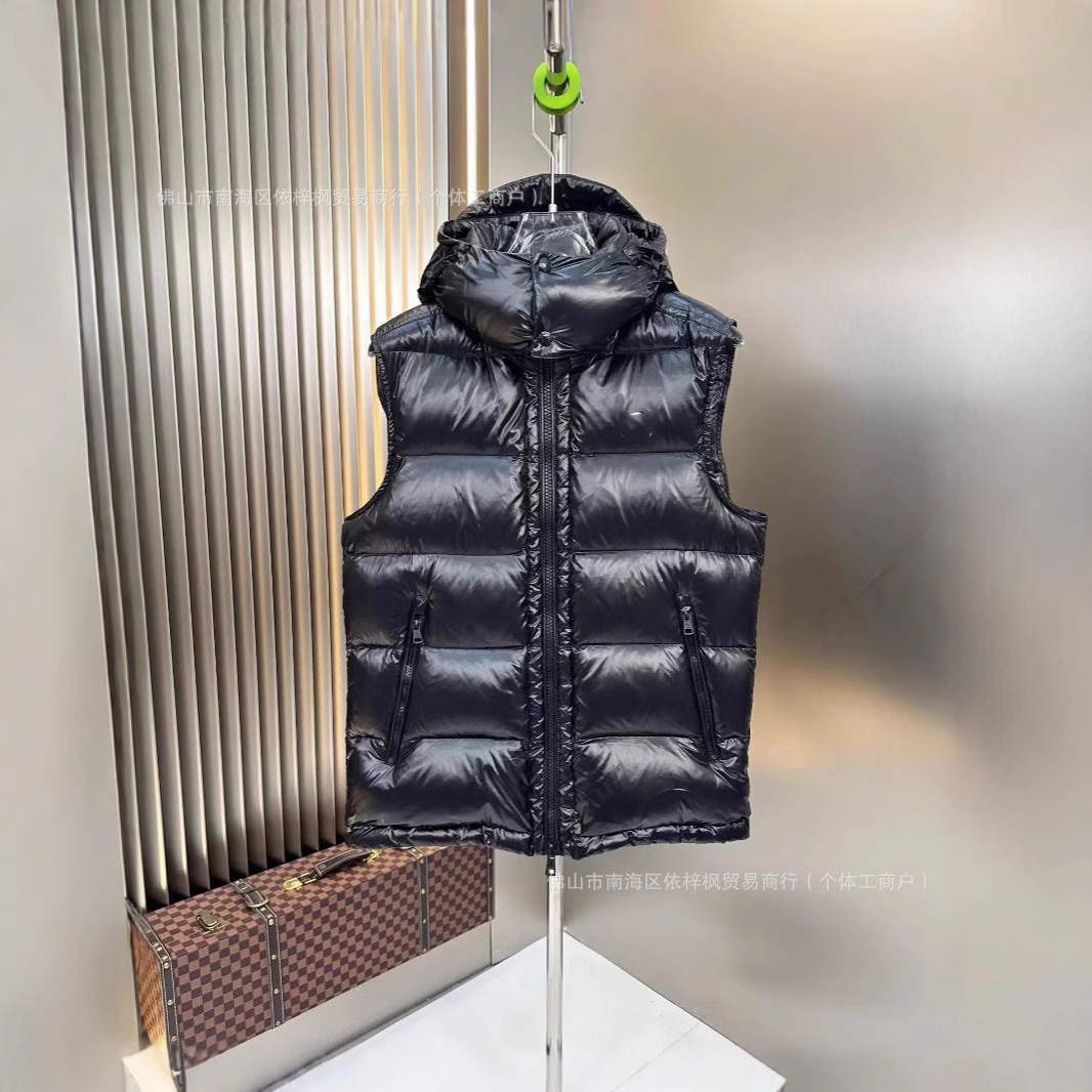Downvest24FW Mengjia 광택 다운 조끼 남성과 여성 같은 스타일 겨울 양복 조끼 다운 재킷 따뜻하게 유지