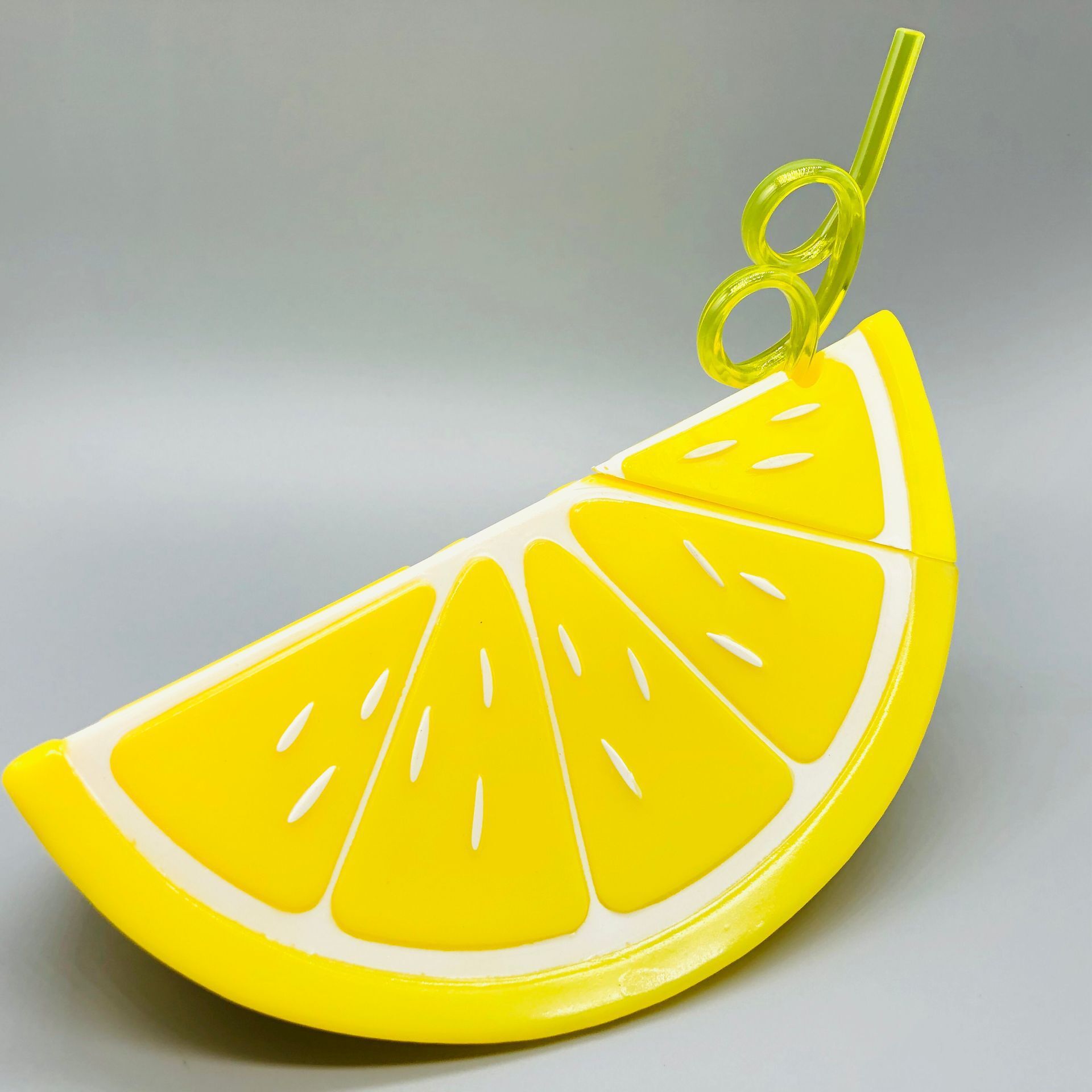 INS dibujos animados para niños piña vaso de plástico sandía limón verano paja agua Taza útil agua Taza