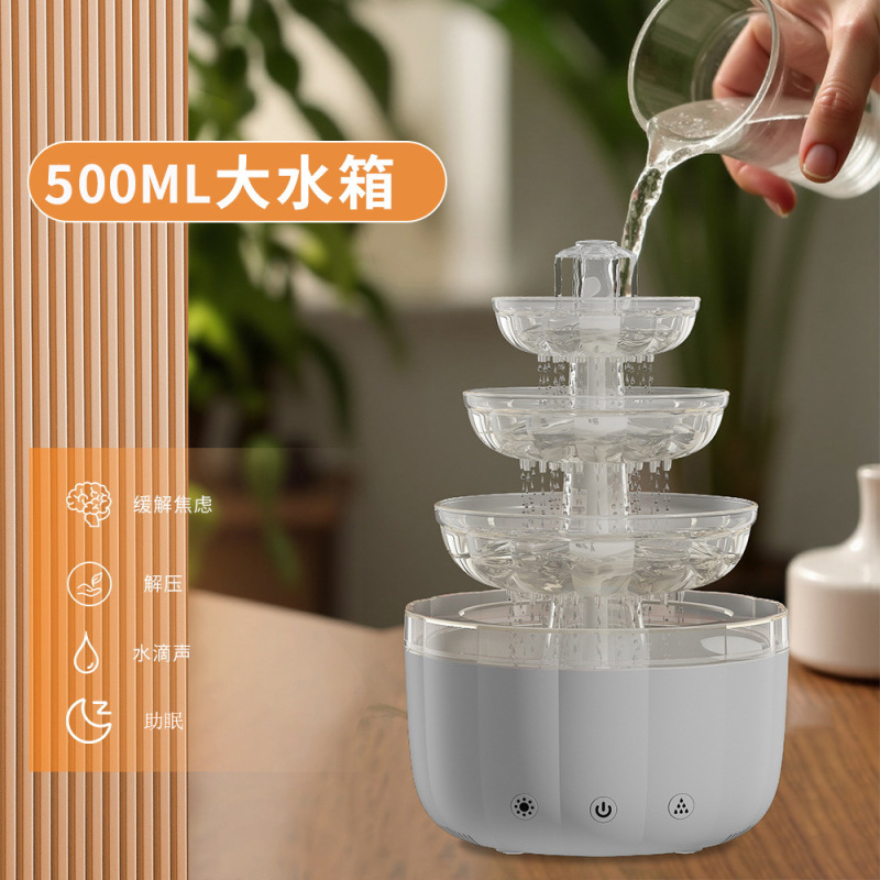 新型クロスボーダー噴水水滴加湿器家庭用オフィスアロママシン空気補水USB霧大容量|undefined