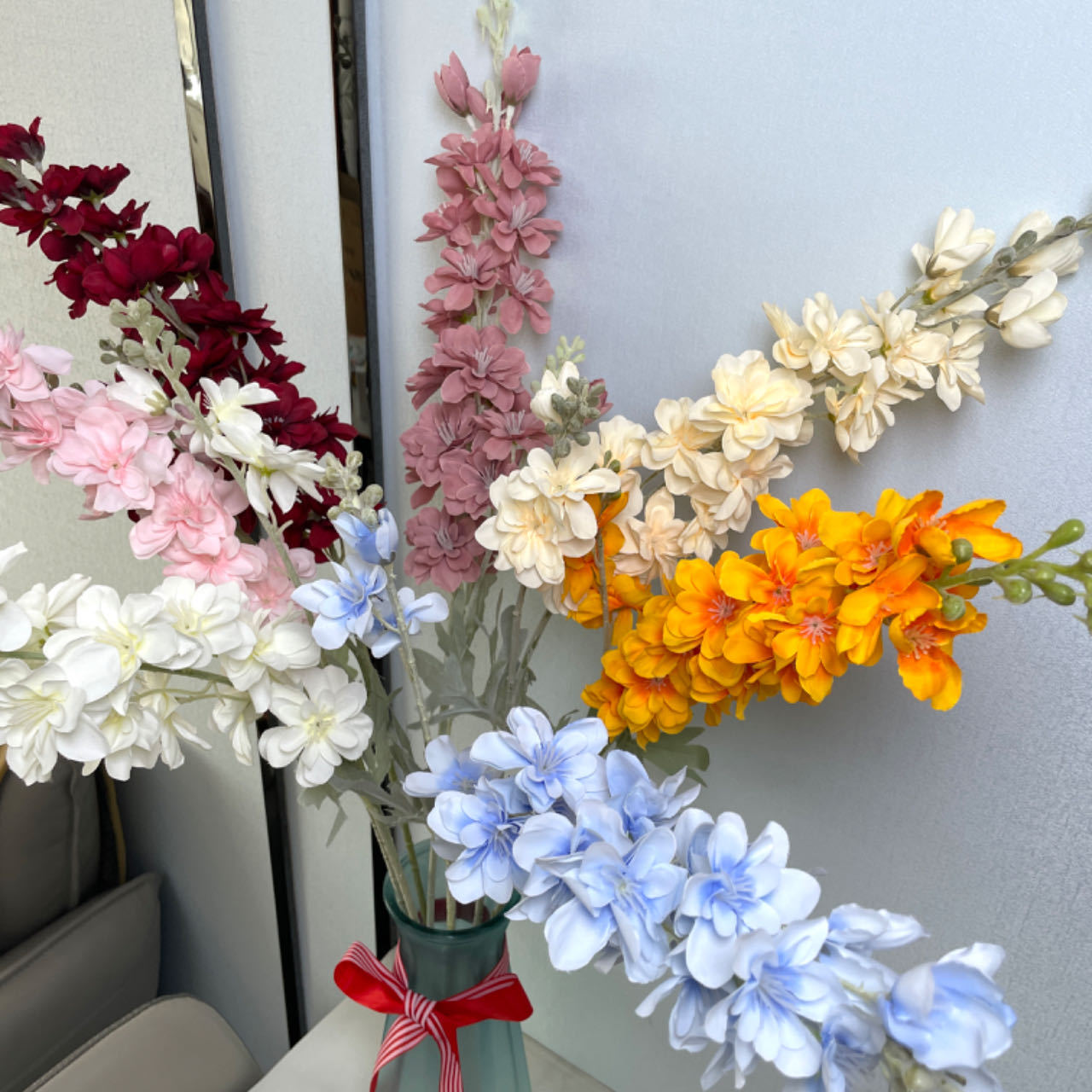 2 fork delphinium flocking Hyacinth artificial flower wedding hall decoration flower arrangement Violet home wholesale