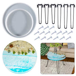 亚马逊跨境diy水晶滴胶树脂磨具圆形河流桌餐具摆件饰品硅胶模具