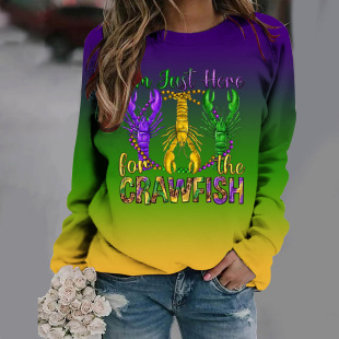 2024 cross-border Amazon Independent Station New Orleans Carnival same style peripheral shoulder round neck sweater can be sent on behalf