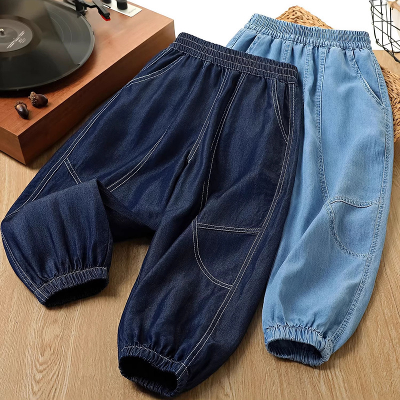 Lyocell Boys' Jeans Summer Wear Youth Pants Summer Casual Pants for Older Children Stylish P