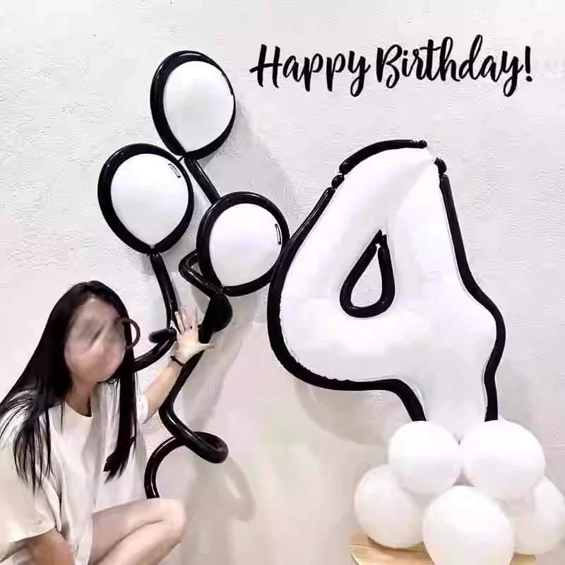 Черно-белый комический ветер черный бордюр цифровой воздушный шар материал пакет для детского дня рождения украшение