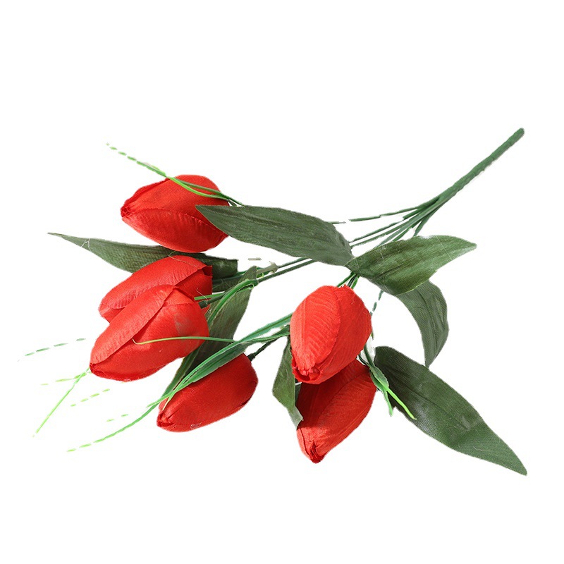 Tulipán flor artificial 6 señaló boca tulipán ramo de flores falsas boda decoración del hogar fotografía Flor al por mayor