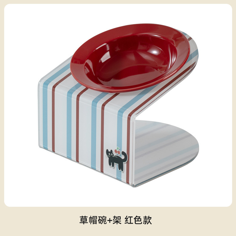陶瓷宠物猫咪碗护颈椎防打翻喝水碗粮食盆高脚亚克力架斜口碗出口|undefined