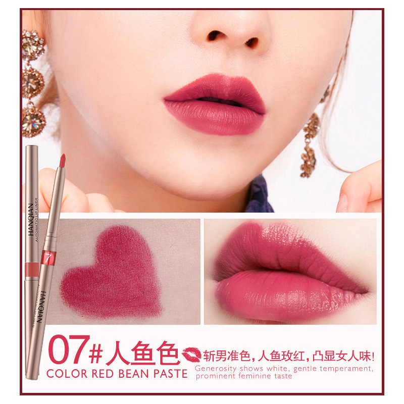 Han Qian 自動回転リップペンシル防水長期的な非退色リップライナー初心者化粧品リップベース口紅|undefined