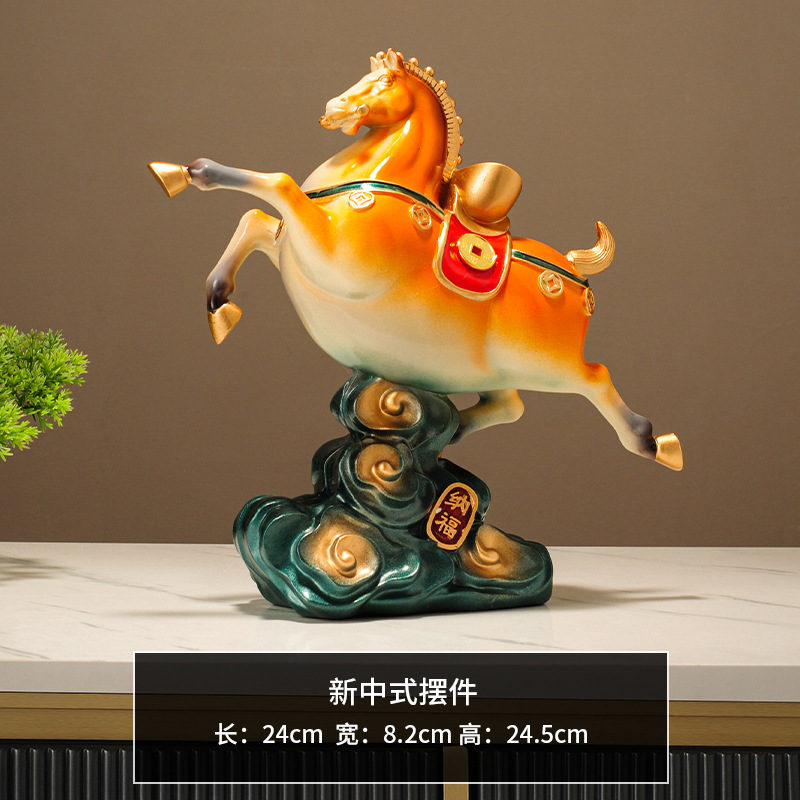 軽くて豪華な高級中国風の馬の装飾品で、リビングルーム、玄関、オフィスの装飾、新しい家の引っ越しギフトに富を引き寄せるために使用できます。|undefined
