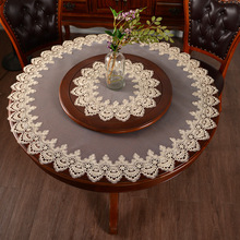 欧式大圆桌桌布布艺圆形家用餐桌布网纱小台布茶几盖巾蕾丝餐桌垫