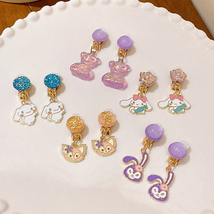 Sanrio cartoon ear clip cute coolomi Yugui dog melody earless earrings student Girl earrings