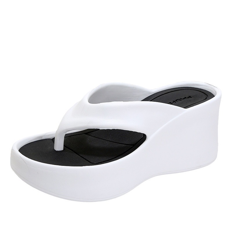 Cross-border nuevo 2024 Verano de suela gruesa Chanclas de las mujeres de desgaste exterior flip-flop de tacón de cuña plataforma de aumento de la altura cómodas zapatillas de celebridad de Internet