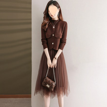 加厚连衣裙套装女秋冬年新款两件套裙子配毛衣冬季打底羊毛衫