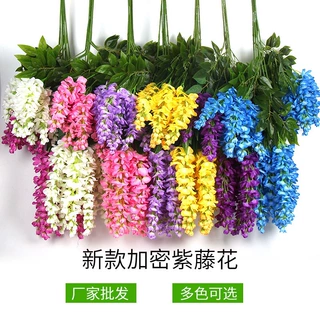 厂家批发仿真紫藤花婚庆婚礼紫罗兰吊顶装饰豆花假花藤条拍摄道具