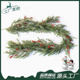 仿真圣诞绿植藤条人造PE松针高端红果藤新年壁炉装饰氛围装饰批发
