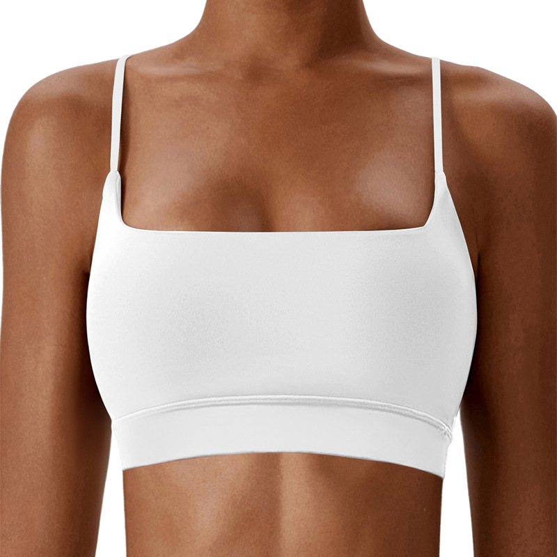 Amazon Europa y los Estados Unidos transfronterizos a prueba de choque de color sólido sujetador de mujer cinturón de hombro delgado chaleco de fitness ropa interior deportiva de yoga