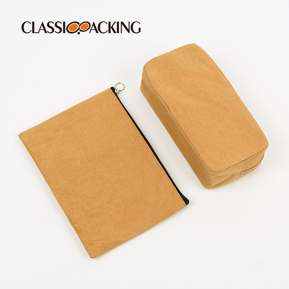 Bolsa de lavado de gran capacidad al por mayor de fábrica Bolsa de almacenamiento de material de papel kraft lavado Bolsa de cosméticos simple portátil de viaje