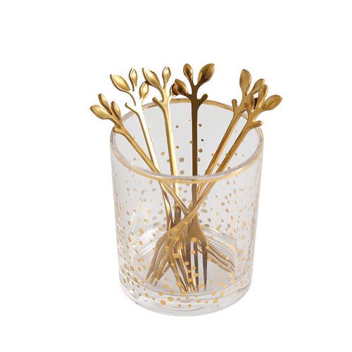 Stainless steel fruit fork light luxury style high value fashionable leaf fruit fork set home creative fruit picks