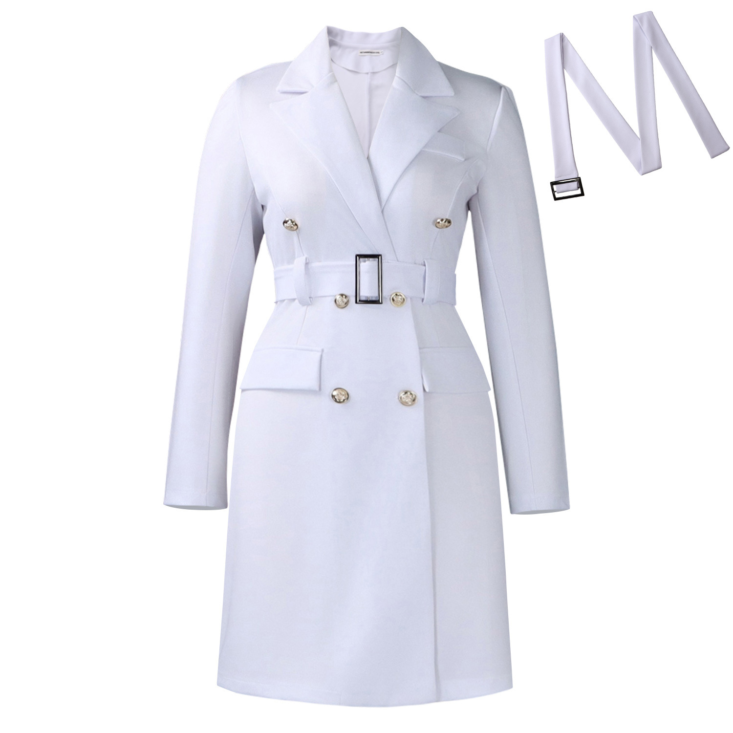 Long Sleeve Bodycon Dress Double Breasted Solid Color Elegant Style Perfect for Autumn and Winter Wholesale