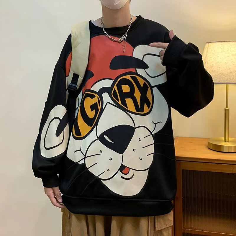 Loose men's pullover sweater ins autumn 2022 youth popular round collar trendy casual simple Harajuku