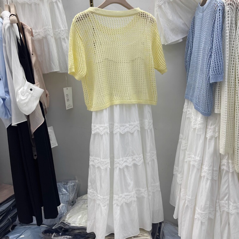 スイートガールニット半袖Tシャツレディース夏のファッション気質多用途半袖セーターハイエンドシックなスパンコールトップ|undefined