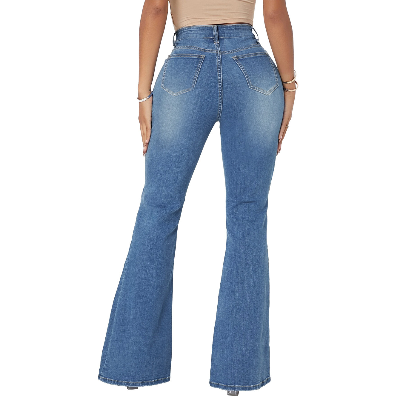 High Waist Bandage Bootcut Jeans NSGYY107732