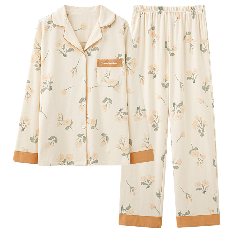 Pijamas de algodón las mujeres primavera y otoño 2022 nueva manga larga delgada más tamaño homewear