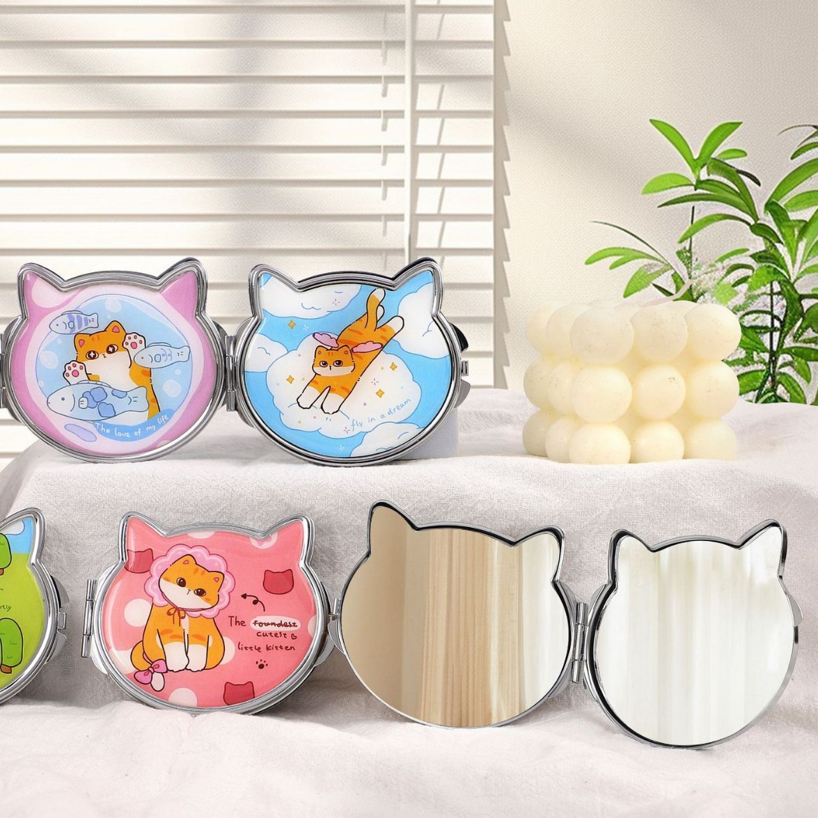 Moda creativa mariposa hebilla espejo cosmético espejo plegable portátil fresco lindo pequeño espejo regalo personalizado