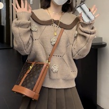 秋冬学院风盐系甜美奶乖穿搭韩剧小香风针织毛衣百褶裙两件套装女