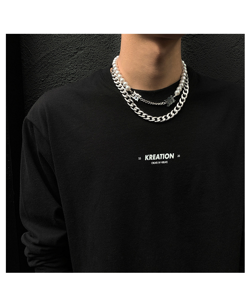 Miesten kaulakoru, yksinkertainen ja monipuolinen, kuubalainen riipus, niche-design, hip hop punk riipus, trendikäs solisluuketju, diskotarvikkeet_voghion.com