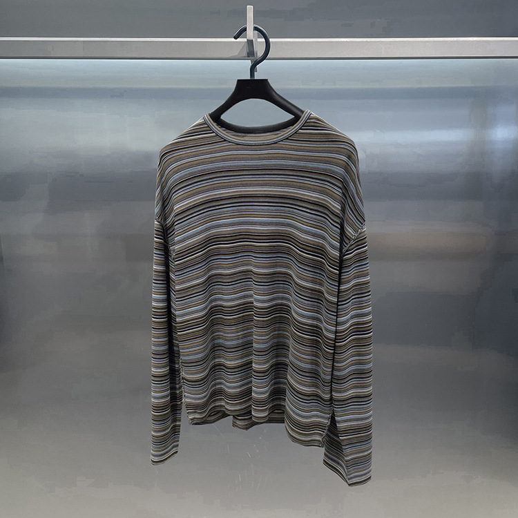 2025 New Autum Long-Sleeved Knitwear Men's Round Neck Stripesd Design Casual Couple Bottoming Knitwear Jacket Trendy