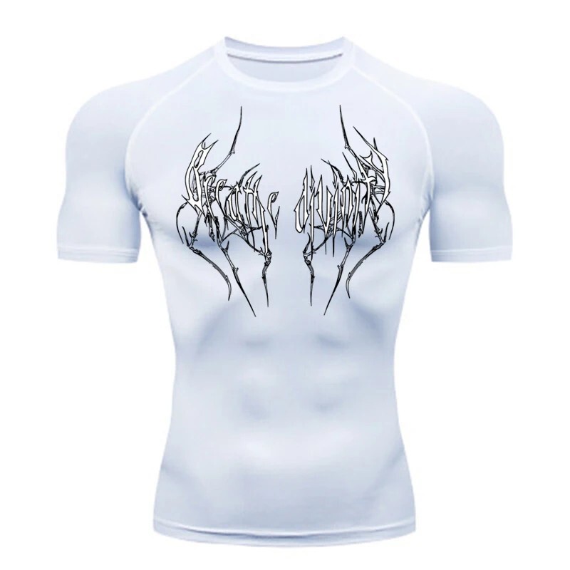 Summer Men's Running T-Shirt, Short-Sleeved Tight-Fitting Compression Sports Top, Black Quick-Drying Breathable T-Shirt