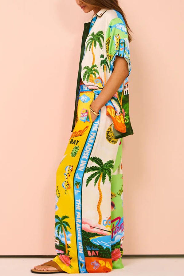 Printing Design Holiday Women's Streetwear Cartoon Polyester Printing Pant Co-ord Set Pants Sets