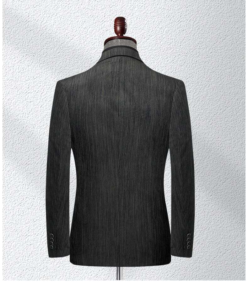 Áo vest nam nhung kẻ chống nhăn không cần là, dáng ôm, cổ vest một hàng hai nút — Màu cà phê, Màu xanh, Màu xanh lá chi tiết 15