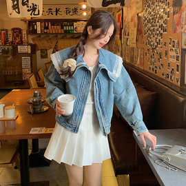 2025年春秋季新款减龄百搭舒适又亲肤提升品质短款外套娃娃领花边
