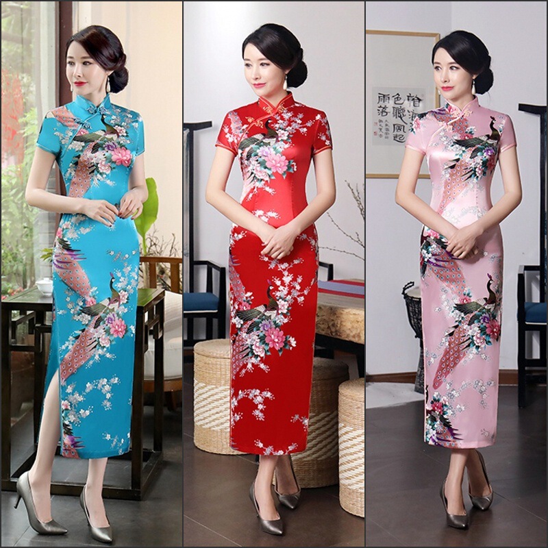 Cheongsam Women's Long Large Size Retro Improved Catwalk Performance Cheongsam Dress Chinese Style Old Shanghai Daily Dress