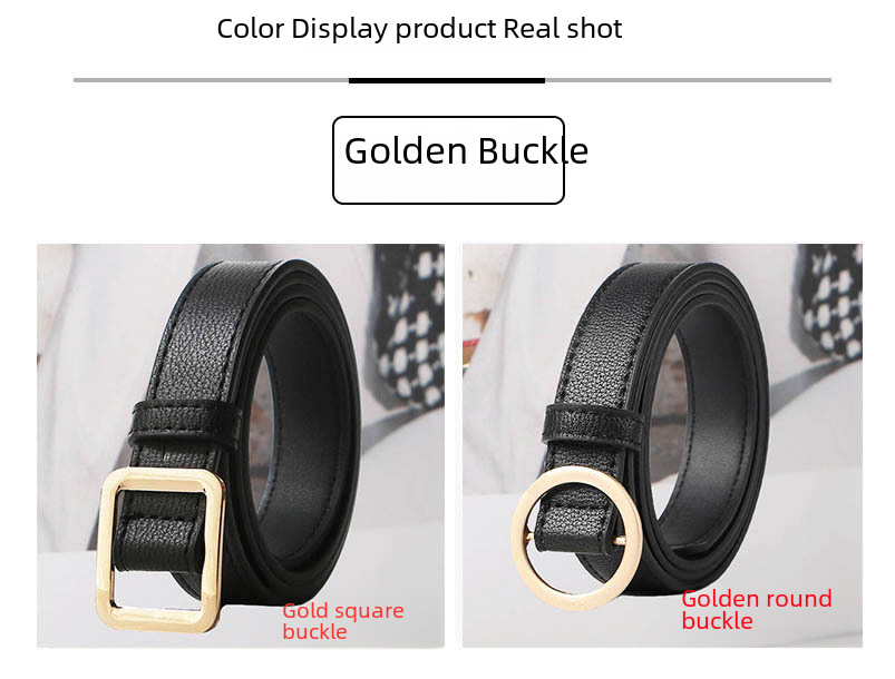 Hole-free Women's Belt Jeans Belt Belt Korean Fashion Trend All-match Decorative Alloy Buckle Black Belt_viptrois.com