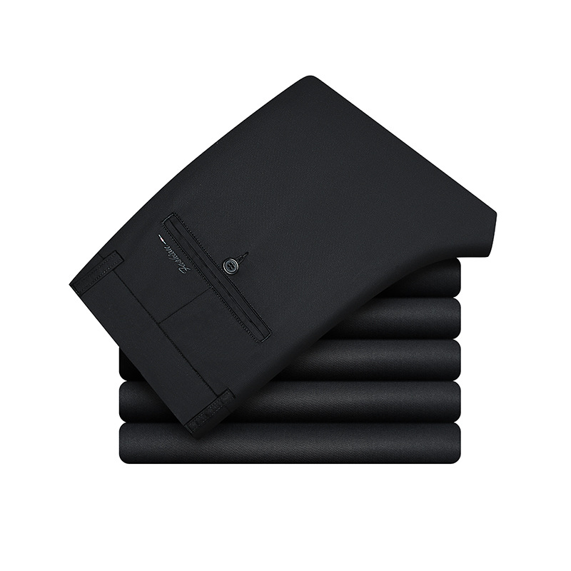 Pantalones casuales elásticos de mediana edad para hombres Tencel drapeado suave antiarrugas pantalones de oficina de calidad pantalones largos rectos de negocios