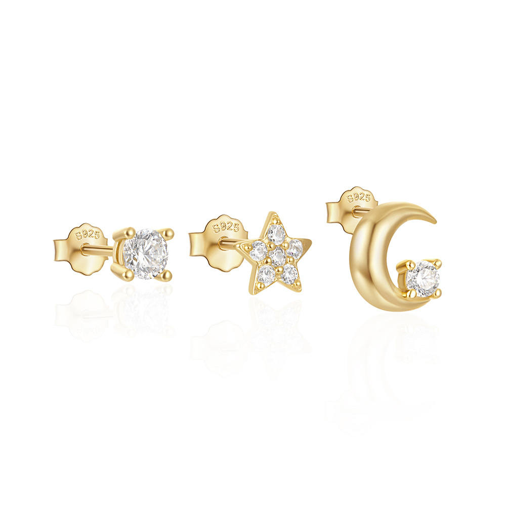 3g Weight Ear Studs Classification 1 Set Quantity Daily Occasion 925 Sterling Silver Material Star, Butterfly Pattern Women's Gender Plating Design Simple Style Style 1 Set 925 Sterling Silver Star Butterfly Ear Studs 124