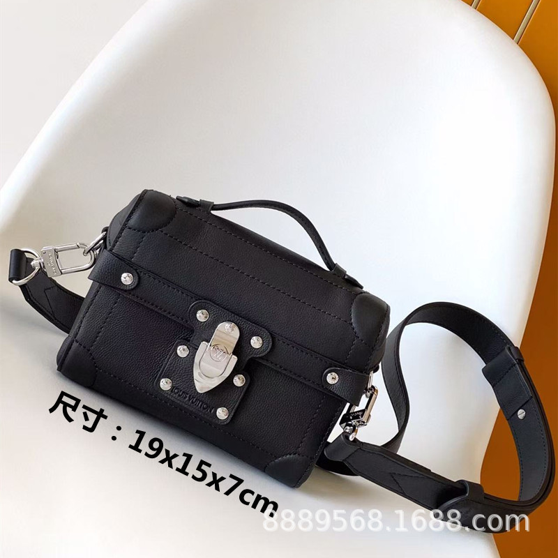 直接供給クロスボーダー m lv メンズバッグレディースバッグブラックウォリアーメッセンジャーバッグ枕バッグチェーンバッグボックスバッグポータブルブリーフケース|undefined