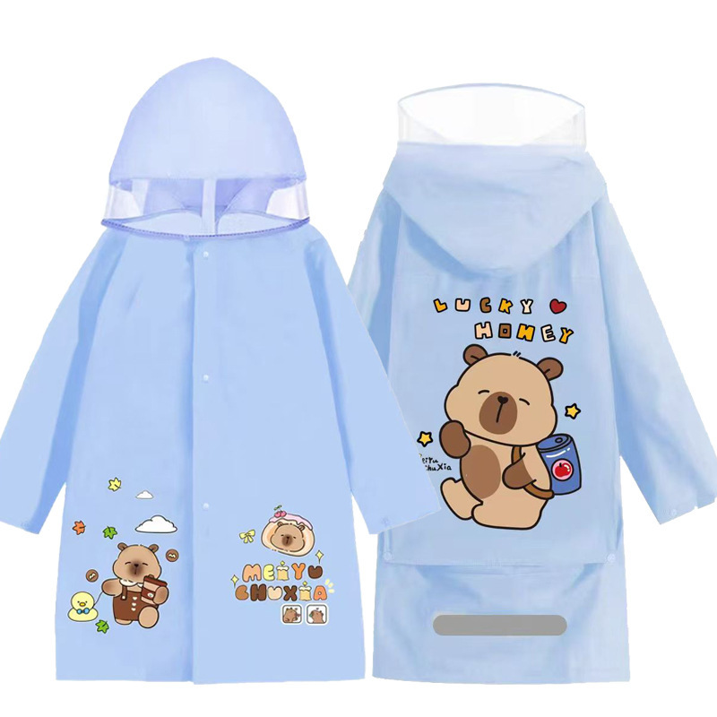 新款6-12岁男童女童宝宝雨披小学生幼儿园书包位反光无味儿童雨衣|undefined