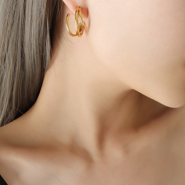 Brand minimalistic fashionable earrings stainless steel