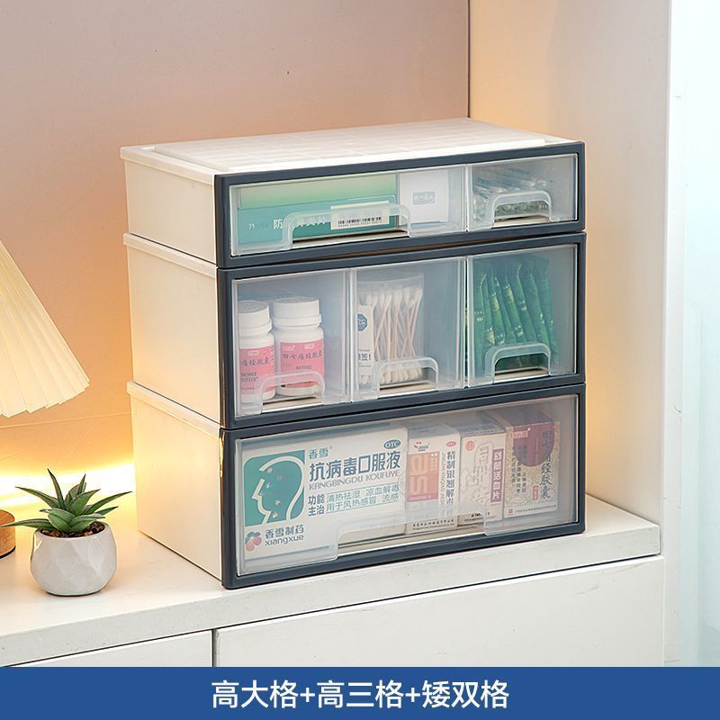 家用药箱家庭装大号抽屉式常用药品收纳盒多层大容量透明分类药柜|undefined