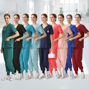 Cross-Border Amazon Spot Doctor and Nurse Work Uniforms, Surgical Room Solid Color Suits, Work Uniforms