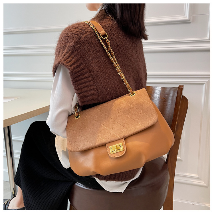 New Fashion Lock Contrast Color Large-capacity Shoulder Handbags Wholesale Nihaojewelry display picture 11