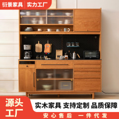 北欧の木のレトロなサイドキャビネットの一体式の高いキャビネットの家庭用の岩板のロッカーの穴の板の食器棚のお茶のキャビネット