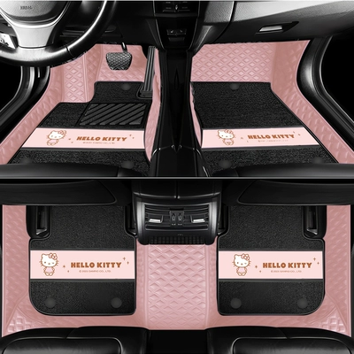 Kitty Car Floor Mats Large Ayaqaltılar (Kovriklər) - kitty-pink-kt415-1-double-layerleather-premium-faux-cashmere-blanket-made-with-healthy-odor-free-materials