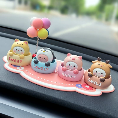 Dolls, Car Interior Accessories, Internet Car ornaments - cheese-meow-blue-penguin-pink-pig-milk-coffee-deer-mini-colorful-balloon-ornaments-large-mo-pink-cushion