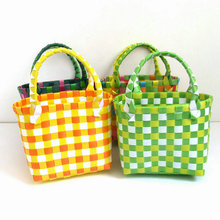 厂家新款编织包小方包零钱包彩色小篮子拍照搭配多彩格子手拎小包