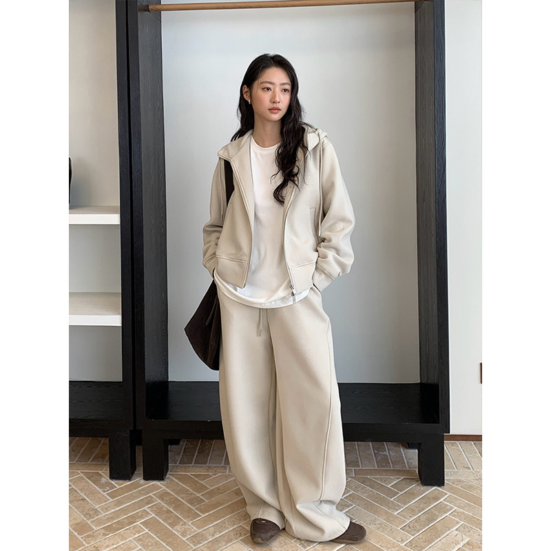 THE MIND加厚连帽卫衣+休闲卫裤女2025冬装新款时尚两件套装T5790